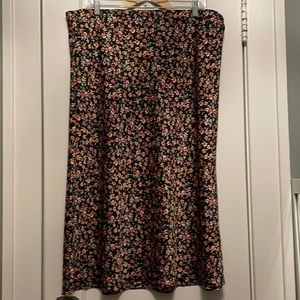 Midi floral silky skirt